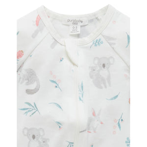 Purebaby Organic Zip Growsuit - Ws Blossom Friends (12-18m)