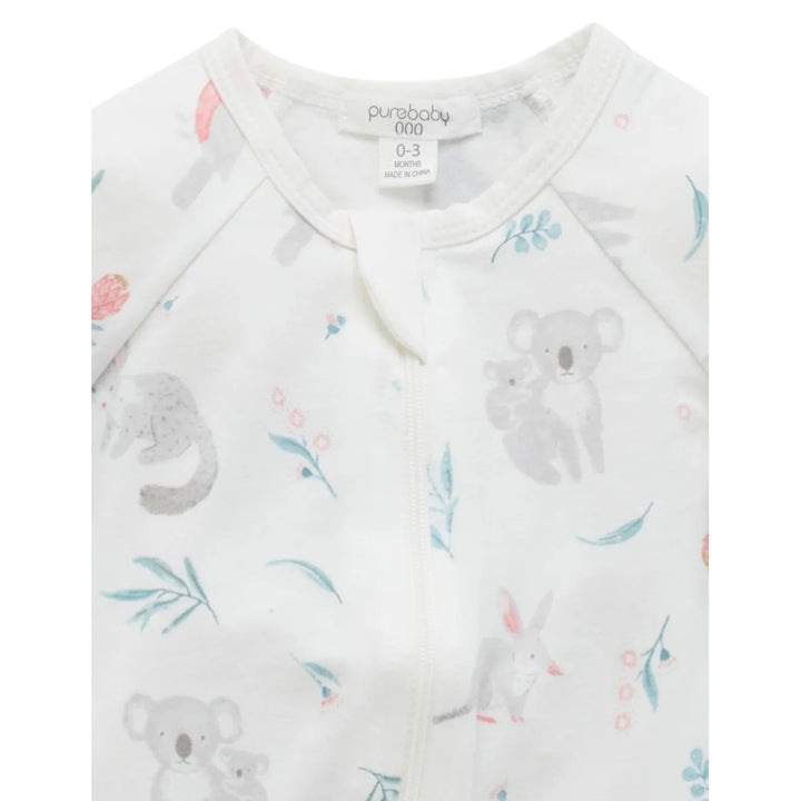 Purebaby Organic Zip Growsuit - Ws Blossom Friends (12-18m)