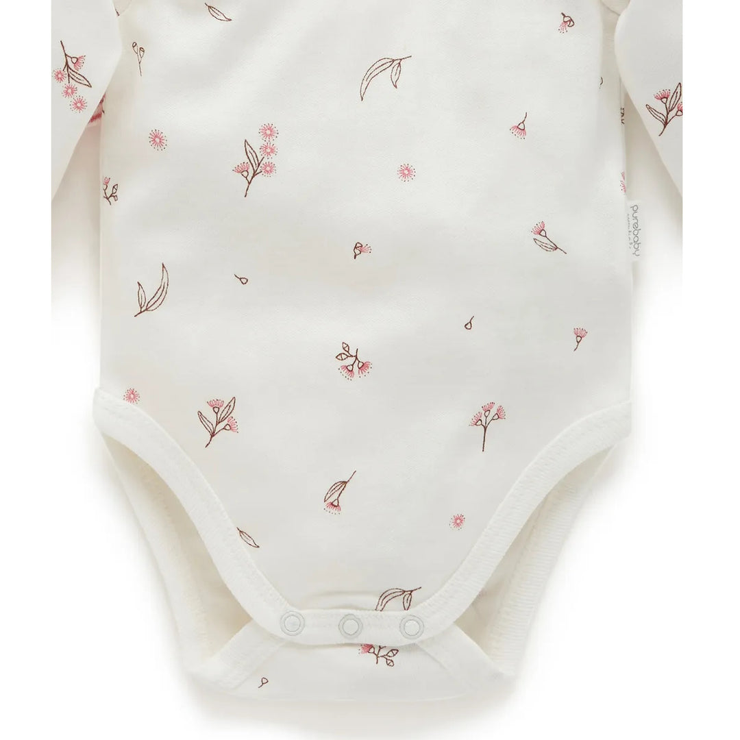 Purebaby Organic 2 Pack Easy Neck L/S Bodysuit - Vanilla Blossom Pack (3-6m)