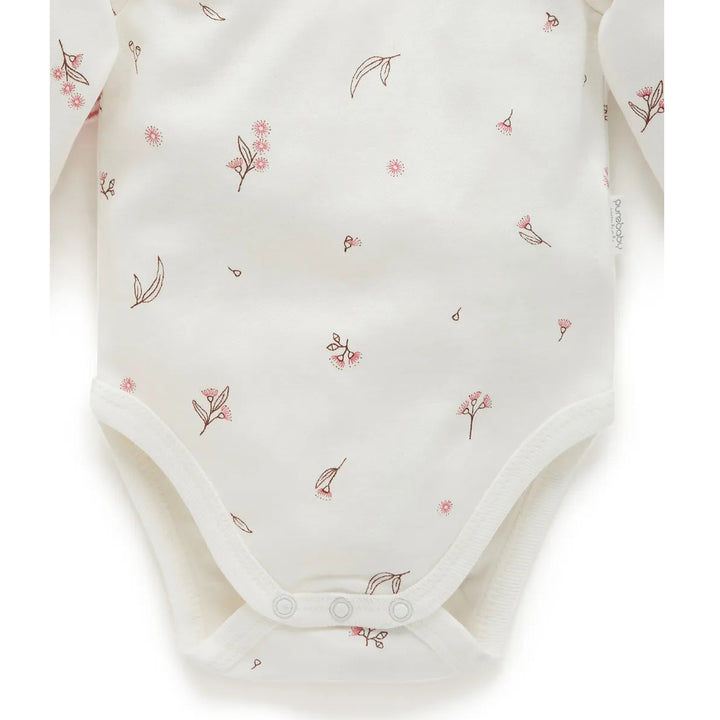 Purebaby Organic 2 Pack Easy Neck L/S Bodysuit - Vanilla Blossom Pack (3-6m)