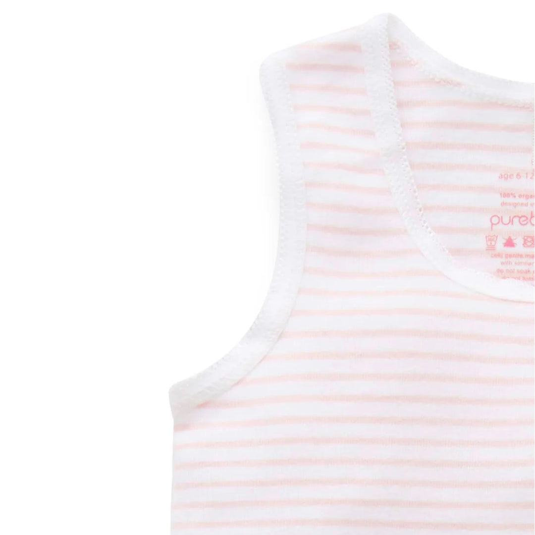 Purebaby 2 Pack Organic RIB Singlet Bodysuit - Pale Pink Pack (3-6m)