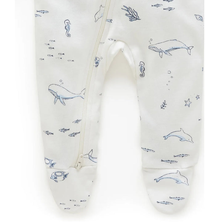 Purebaby Organic Zip Growsuit - Vanilla Nautical