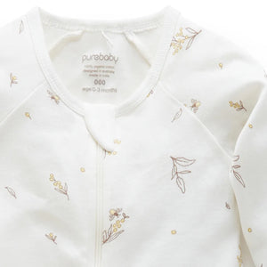 Purebaby Organic Zip Growsuit - Wattle Bee