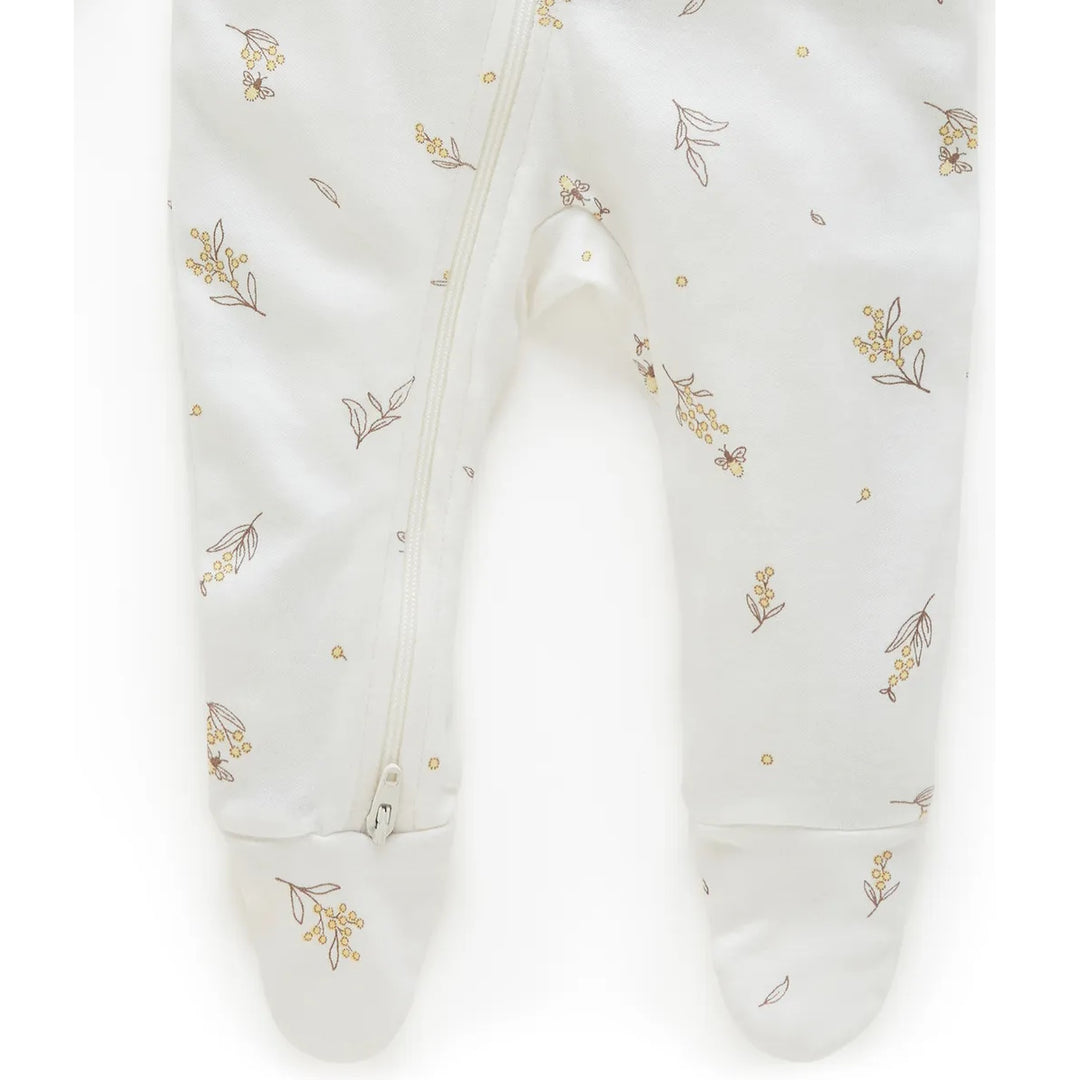 Purebaby Organic Zip Growsuit - Wattle Bee (3-6m)