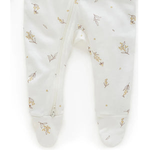 Purebaby Organic Zip Growsuit - Wattle Bee