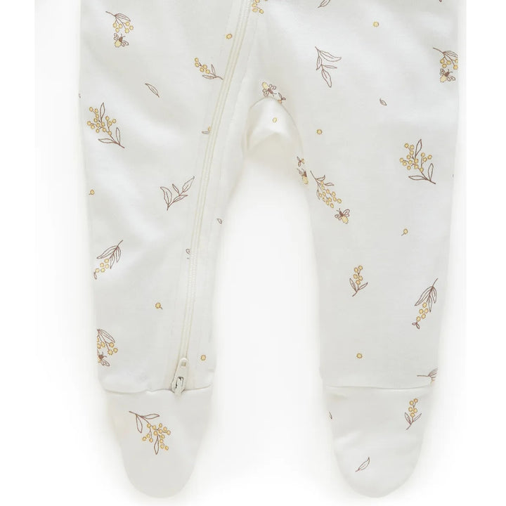 Purebaby Organic Zip Growsuit - Wattle Bee (3-6m)