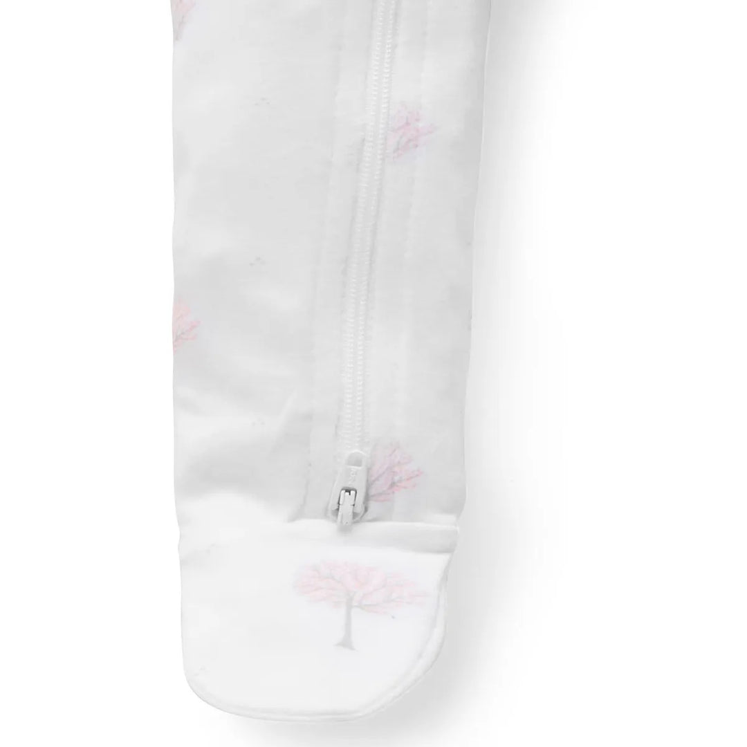 Purebaby Organic Zip Growsuit - Pale Pink Tree Print