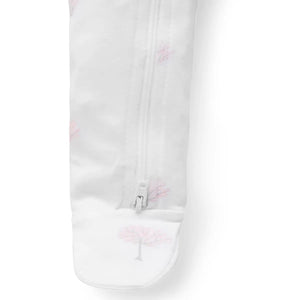 Purebaby Organic Zip Growsuit - Pale Pink Tree Print