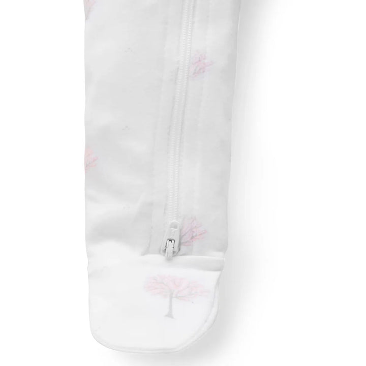 Purebaby Organic Zip Growsuit - Pale Pink Tree Print