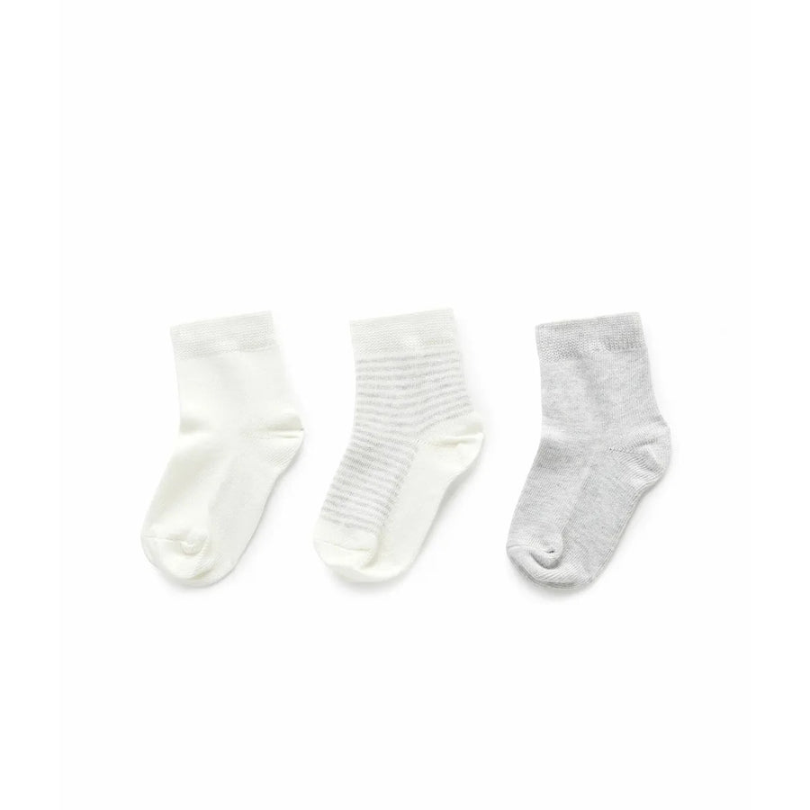 Purebaby 3 Sock Pack - Pale Grey Melange Pack