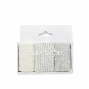 Purebaby 3 Sock Pack - Pale Grey Melange Pack