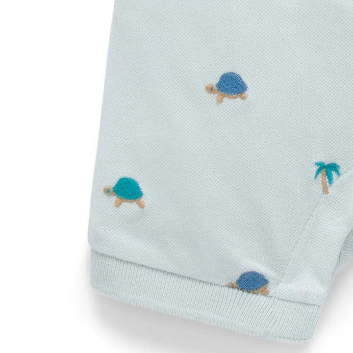 Purebaby Organic Polo Growsuit - Turtle Broderie (1Y)