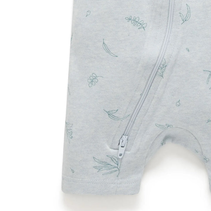 Purebaby S/S Short Leg Zip Growsuit - Mint Eucalyptus (6-12m)