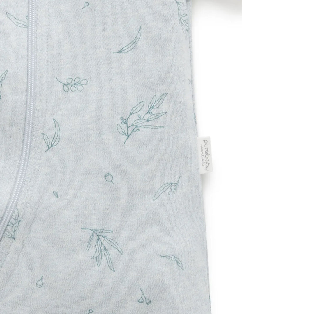 Purebaby S/S Short Leg Zip Growsuit - Mint Eucalyptus (6-12m)