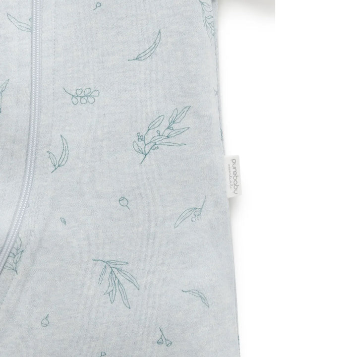 Purebaby S/S Short Leg Zip Growsuit - Mint Eucalyptus (6-12m)