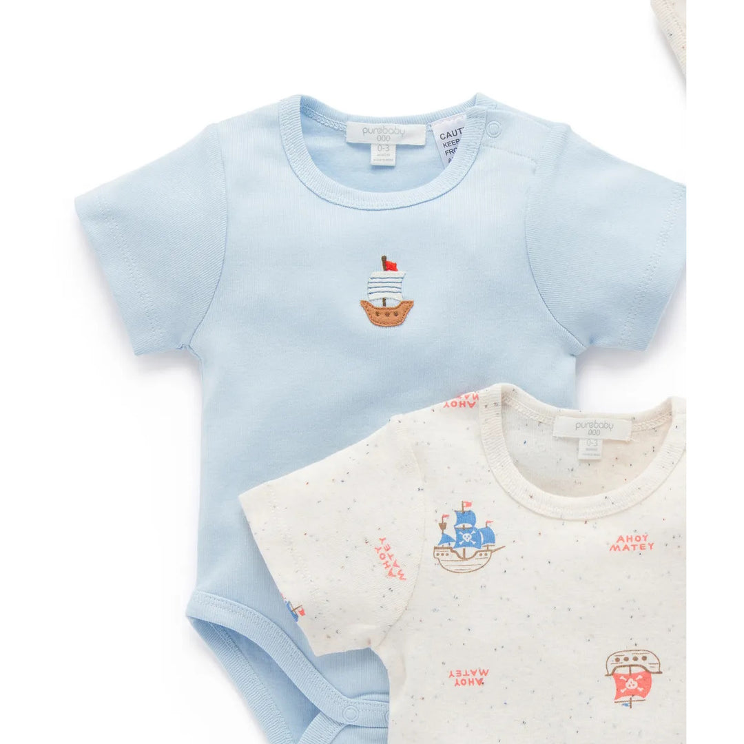 Purebaby Bodysuit Set - Ahoy Print (1Y)