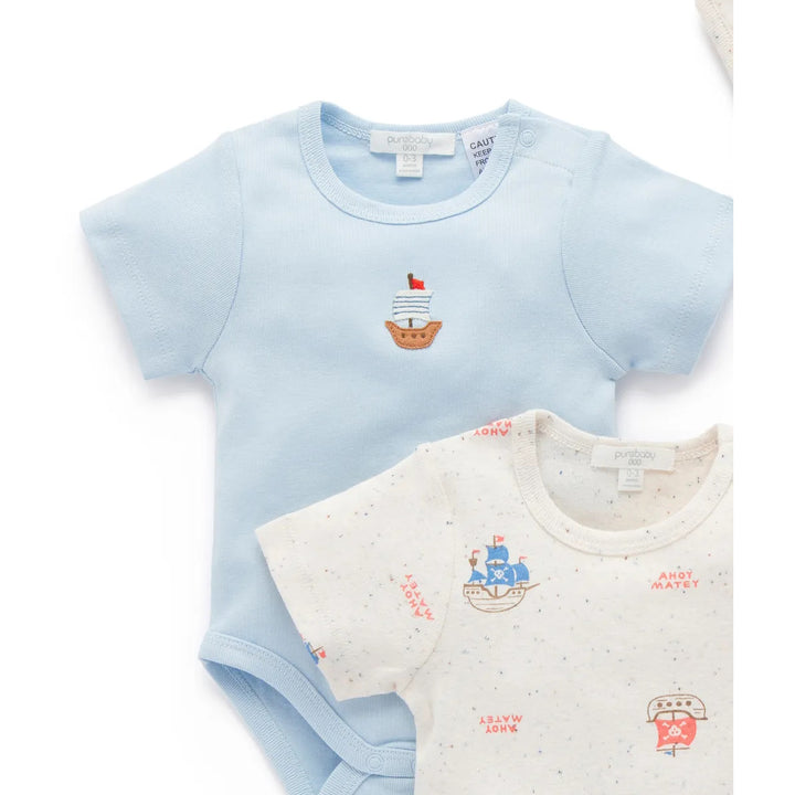 Purebaby Bodysuit Set - Ahoy Print (1Y)