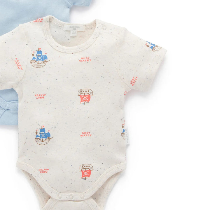 Purebaby Bodysuit Set - Ahoy Print (1Y)