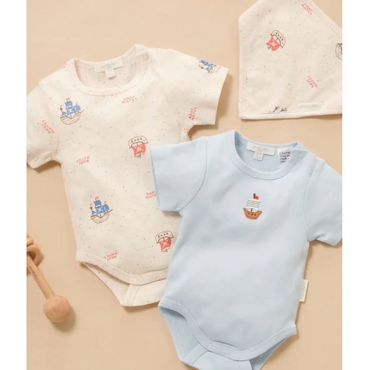 Purebaby Bodysuit Set - Ahoy Print (1Y)