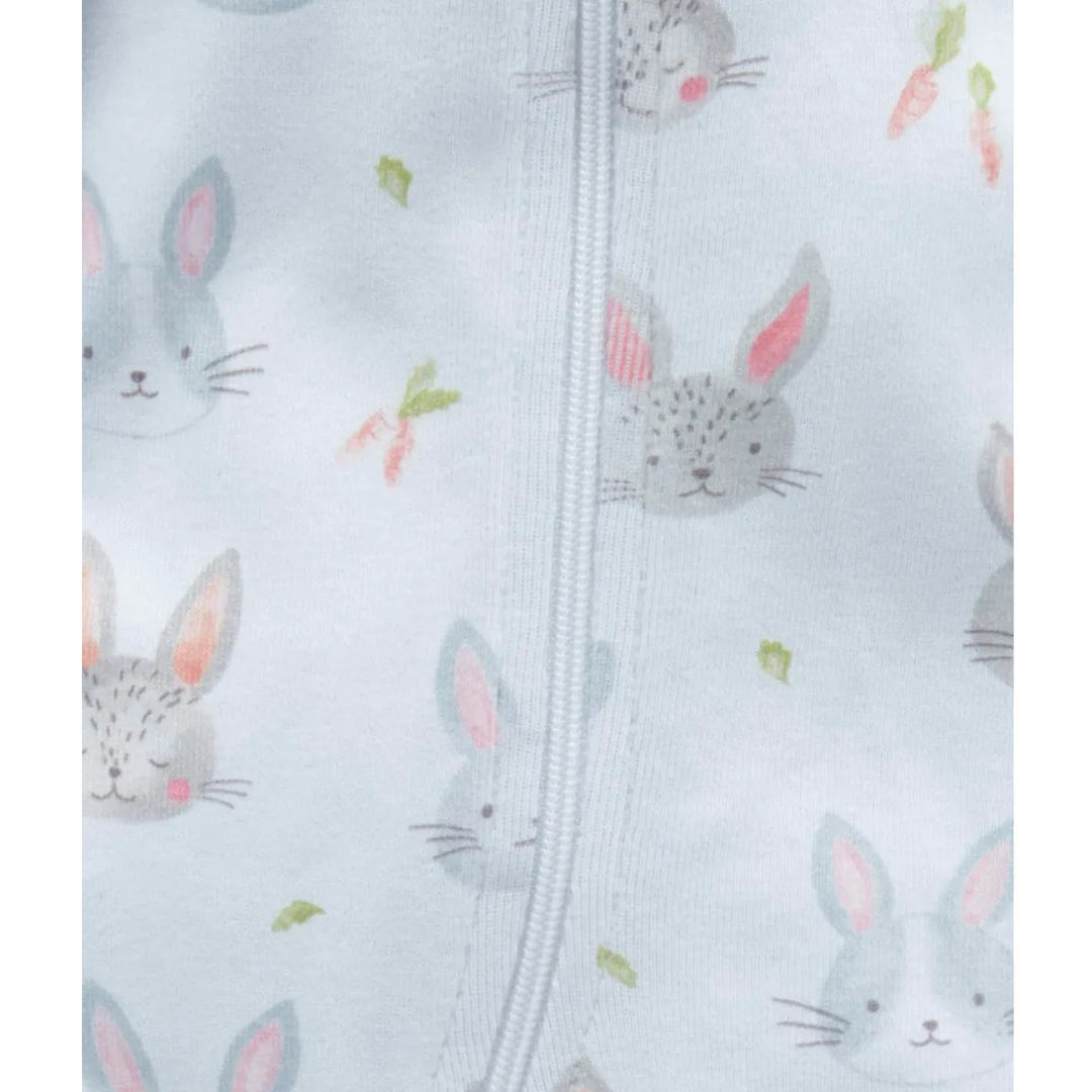 Purebaby Organic Zip Growsuit - Bunny Friends (0-3m)