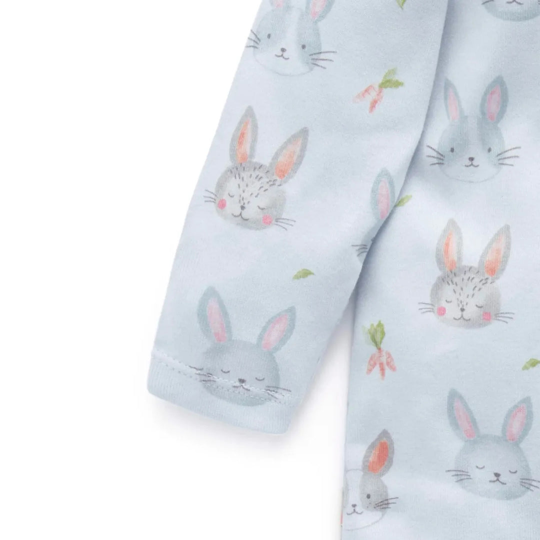 Purebaby Organic Zip Growsuit - Bunny Friends (0-3m)