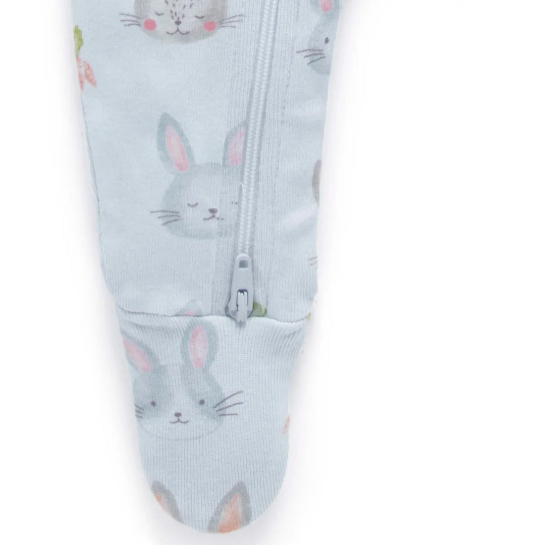 Purebaby Organic Zip Growsuit - Bunny Friends (0-3m)
