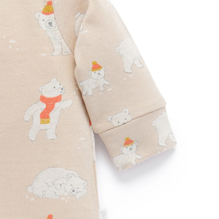 Purebaby Organic Zip Growsuit Footless - Frolicking Bears (0-3m)