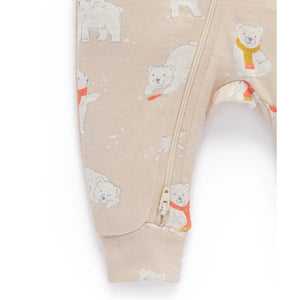 Purebaby Organic Zip Growsuit Footless - Frolicking Bears (0-3m)