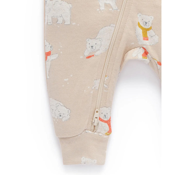 Purebaby Organic Zip Growsuit Footless - Frolicking Bears (0-3m)