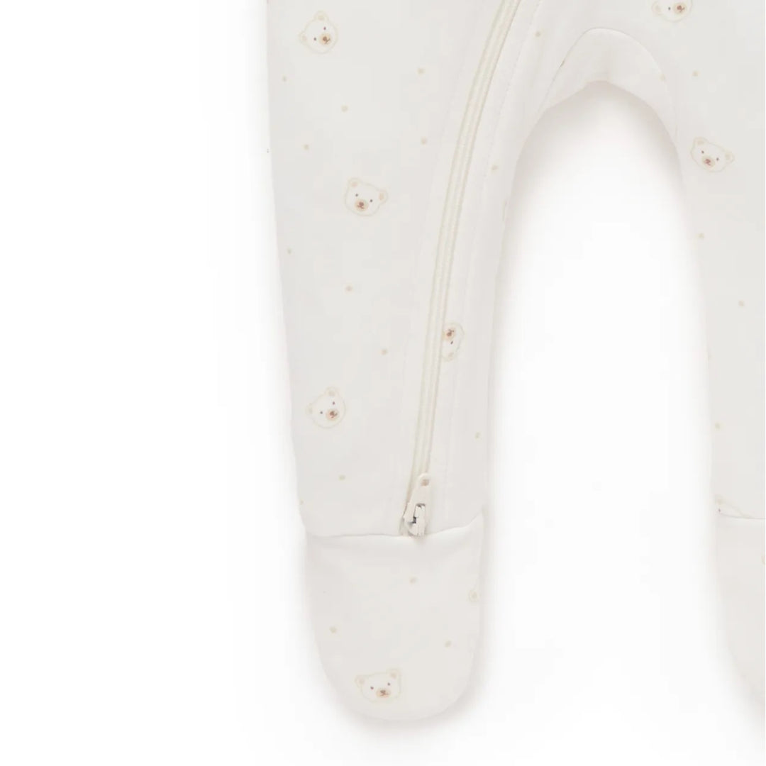 Purebaby Organic Zip Growsuit & Hat Pack - Vanilla Bear