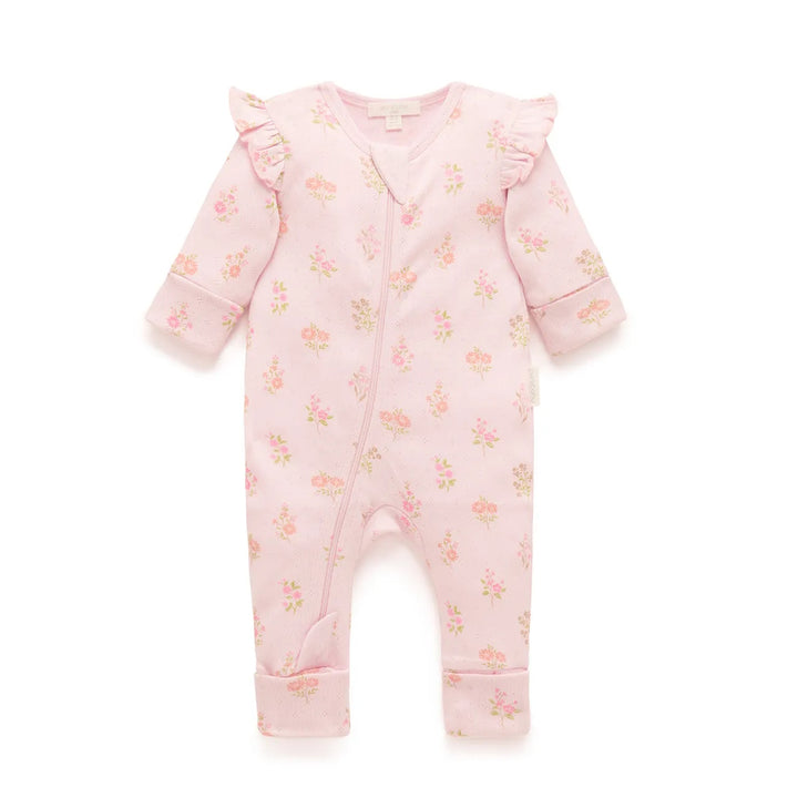 Purebaby Organic Zip Growsuit - Aster Print