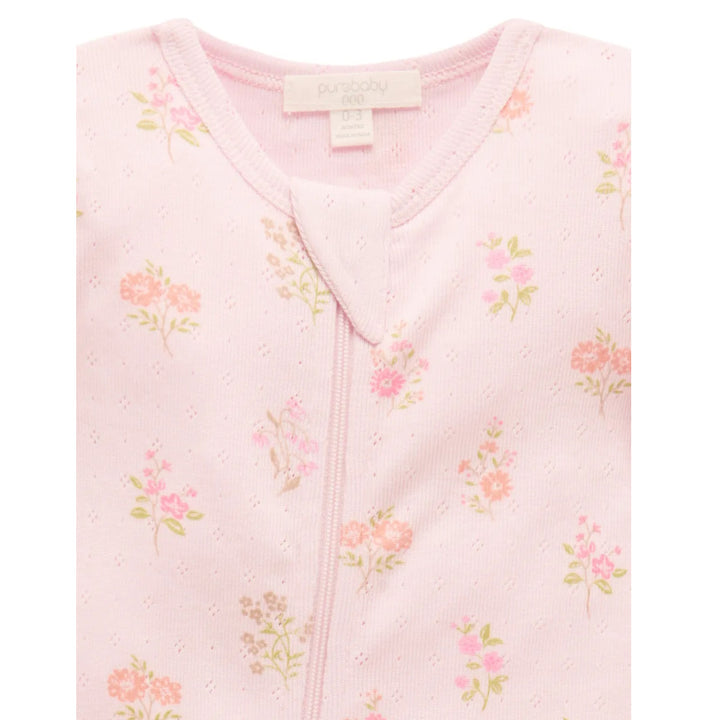 Purebaby Organic Zip Growsuit - Aster Print