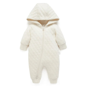 Purebaby Organic Baby Quilted Growsuit - Wheat Melange