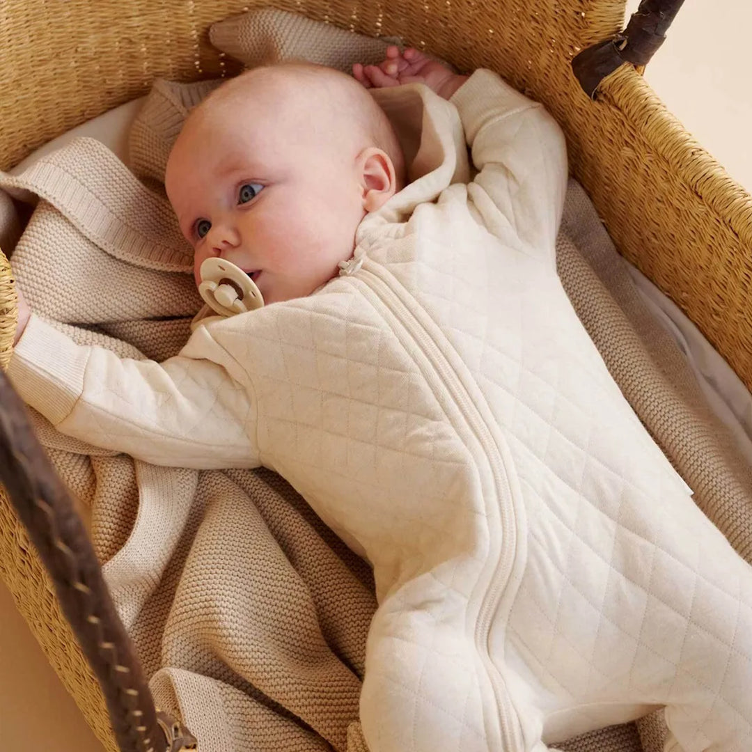 Purebaby Organic Baby Quilted Growsuit - Wheat Melangue