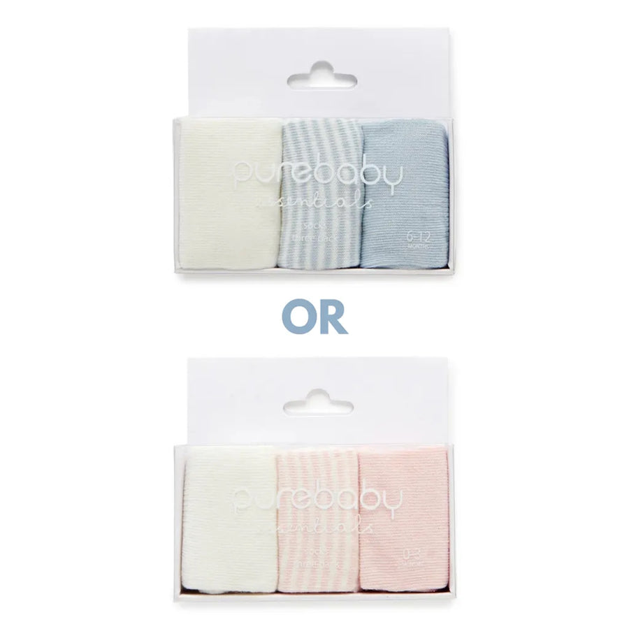 Purebaby 3 Sock Pack Boy / Girl (12-24m)