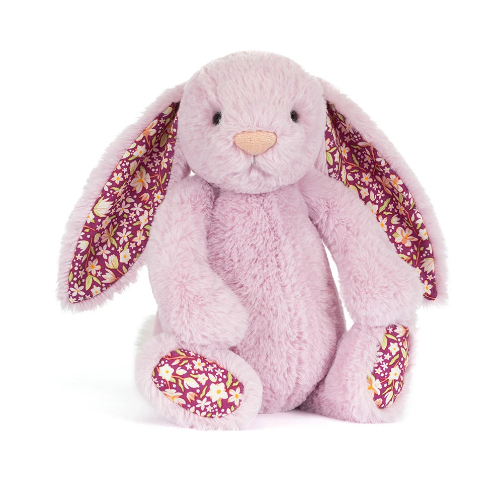 Jellycat Thistlepop Blossom Luxe Bunny deep magenta bunny, front view