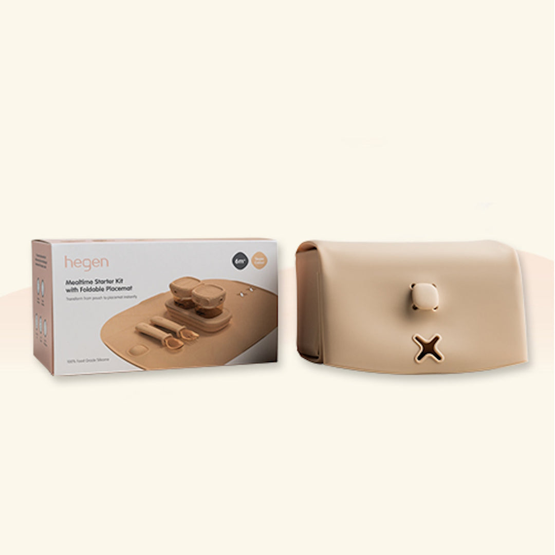 Hegen Mealtime Starter Kit with Foldable Placemat Taupe