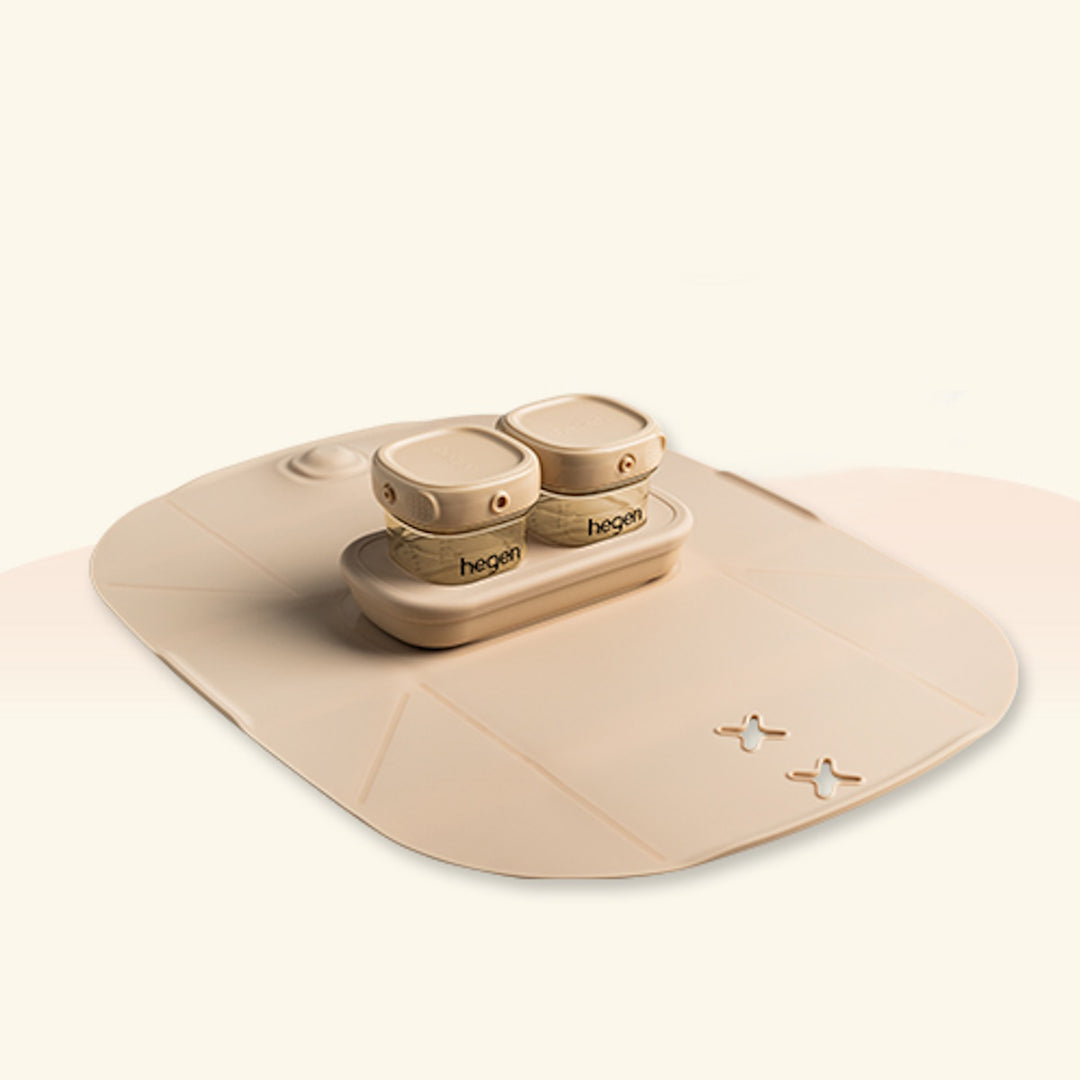 Hegen Mealtime Starter Kit with Foldable Placemat Taupe