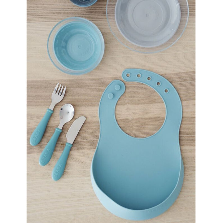 Beaba Stainless Steel Training Cutlery 3 Piece Set - Light Blue