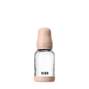 BIBS Baby Glass Bottle 120ml Blush with cap on