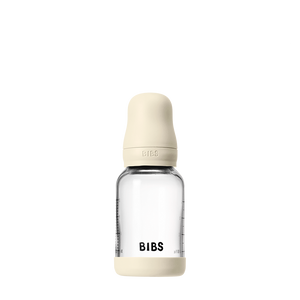 BIBS Baby Glass Bottle 120ml Ivory with cap on