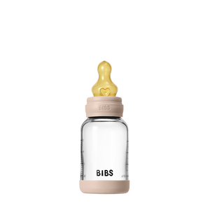 BIBS Baby Glass Bottle 120ml latex slow flow, Blush
