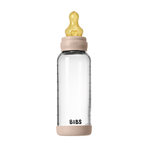 BIBS Baby Glass Bottle 240ml latex medium flow, Blush