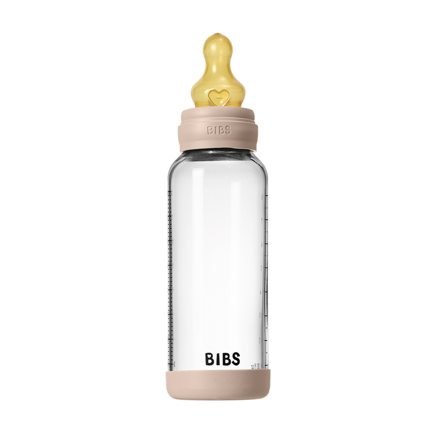 BIBS Baby Glass Bottle 240ml latex medium flow, Blush