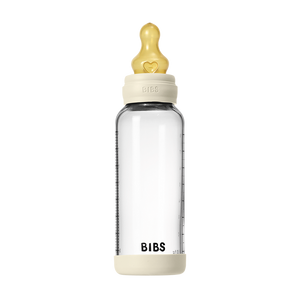 BIBS Baby Glass Bottle 240ml latex medium flow, Ivory