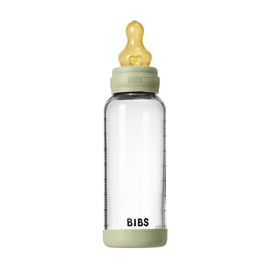 BIBS Baby Glass Bottle 240ml latex medium flow, Sage