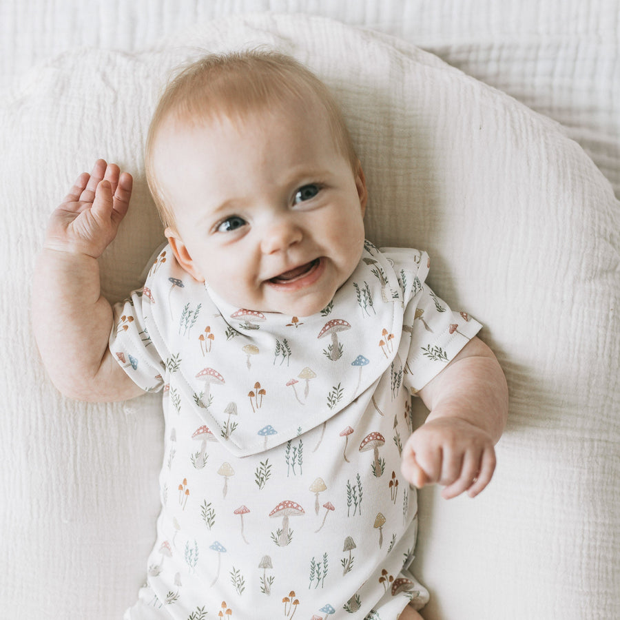 Kays+Kins 2-Pack Reversible Bandana Bib in the Magic Grove print