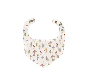 Printed front of the Kays+Kins Magic Grove bandana bib
