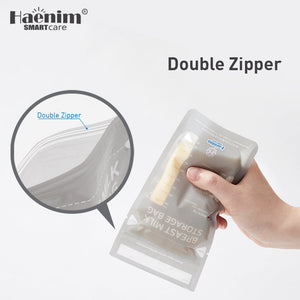 Haenim breast milk storage bag double zipper closure