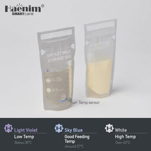 Haenim breast milk storage bag temperature sensor colour guide